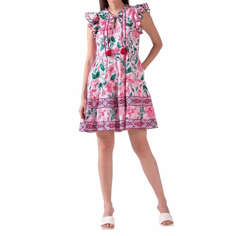 NEW CELINA MOON floss mini dress in pink medina